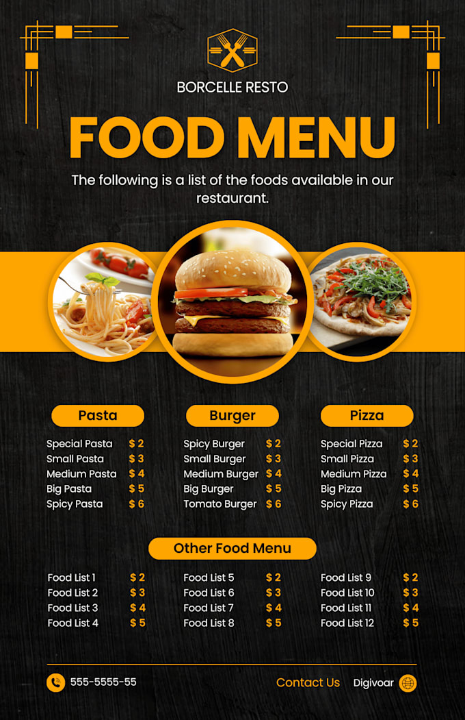 Gig Preview - Do restaurant menu design, food flyer design