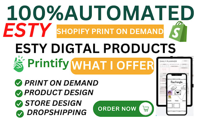 Gig Preview - Setup shopify esty print on demand store or print demand printful printify