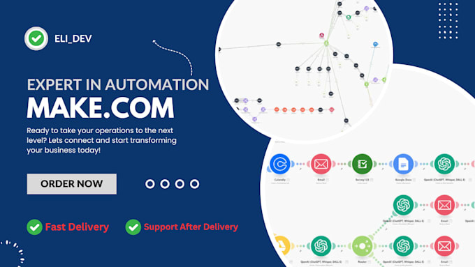 Gig Preview - Do make com automation fix make com scenario made com airtable asana googledrive