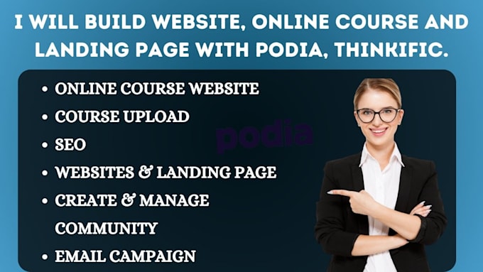 Gig Preview - Website, online course and landing page with podia, thinkific