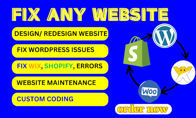 Bestseller - fix wordpress issues, shopify, wix custom coding, theme customization, bug fix