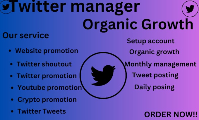 Gig Preview - Twitter shoutout promote tweet website , share link and manage monthly x account