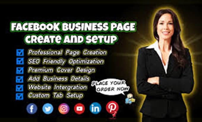 Gig Preview - Create or setup facebook, instagram, youtube, pinterest and all business pages