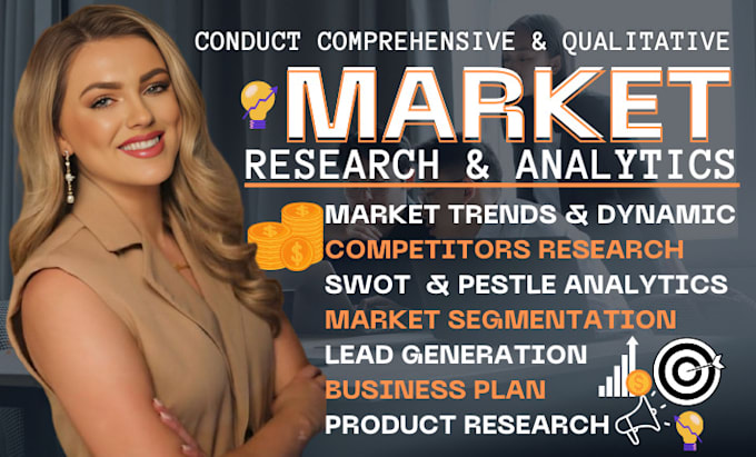 Gig Preview - Conduct market research, competitor, swot analysis, business plan for your niche