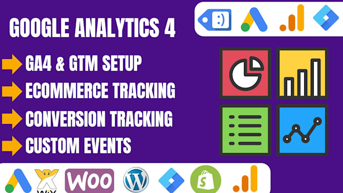 Gig Preview - Setup google analytics 4 ecommerce tracking, ads conversion tracking via GTM