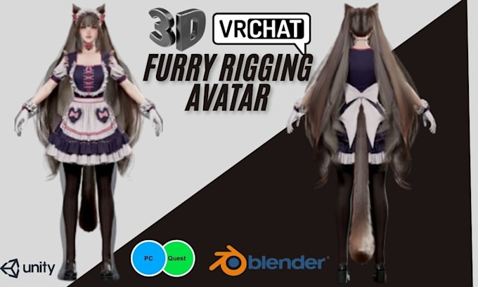 Gig Preview - Custom vrchat avatar 3d rigging model furry avatar vtuber avatar for pc quest