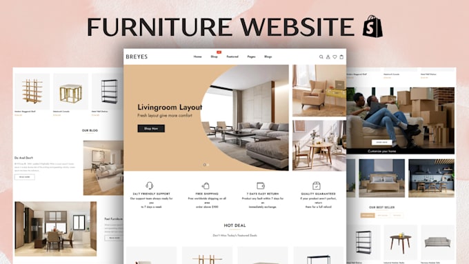 Gig Preview - Build ecommerce furniture website interior design website antique website