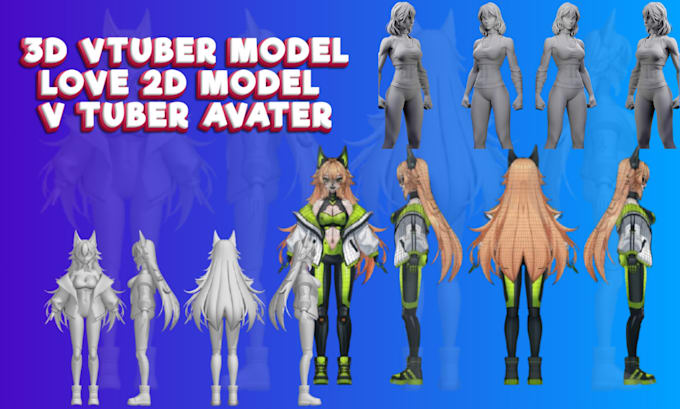 Gig Preview - Create custom 3d vtuber live2d avater anime vtuber