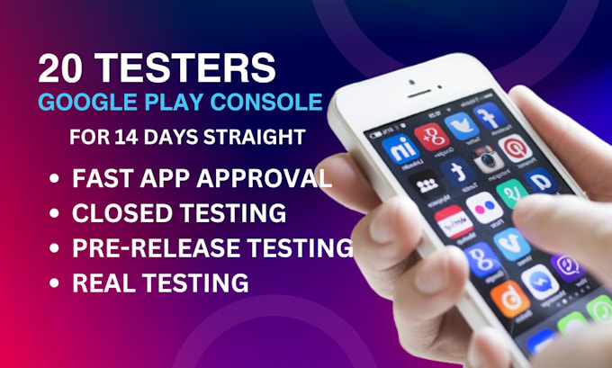 Gig Preview - Provide 20 real testers for google play console closed testing app testing 14day