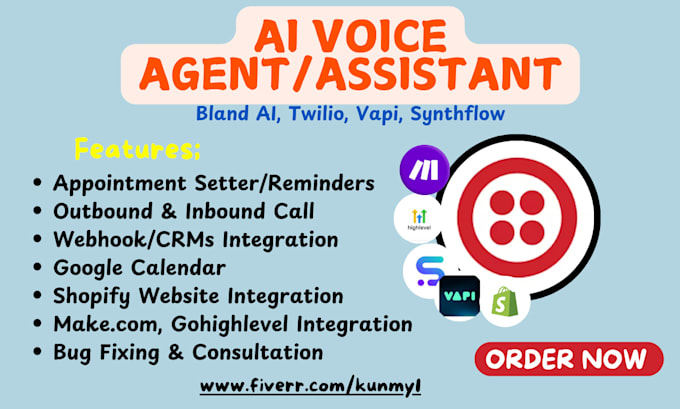 Gig Preview - Setup vapi twilio bland ai voice agent for appointment booking, in and outbound