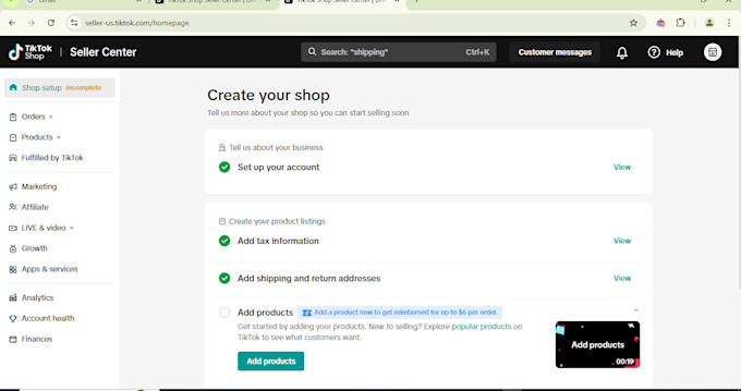 Gig Preview - Setup tiktok shop, set up usa tik tok shop for non us, fix tiktok shop