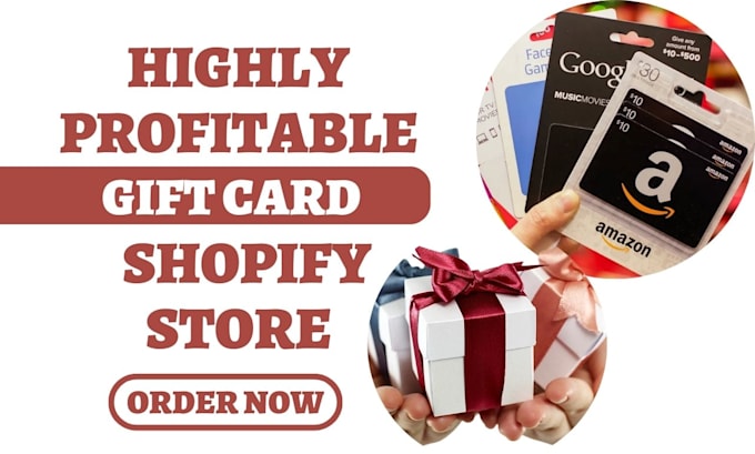 Gig Preview - Design profitable gift card shopify store gift box store loyalty card website ux