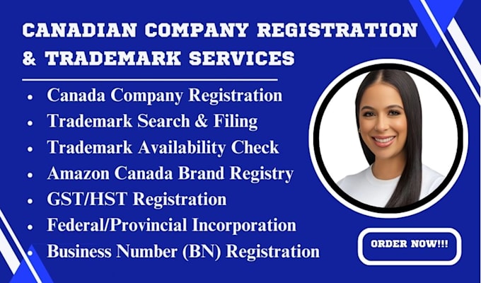 Gig Preview - Register canada company incorporation, canada trademark search and filing, cipo