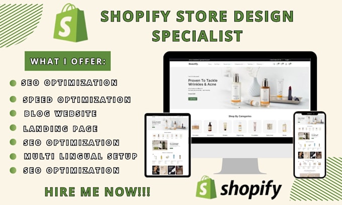 Gig Preview - Shopify store design, redesign dropshipping store setup shopify website themes