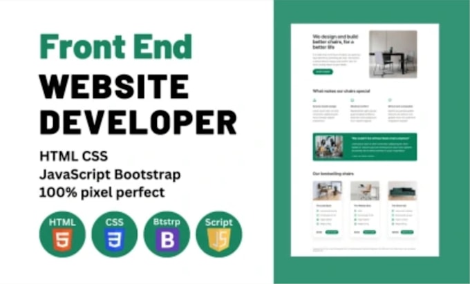 Gig Preview - Do frontend web developer javascript react js tailwind bootstrap html css php