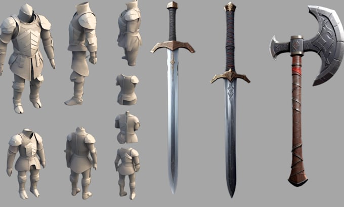 Gig Preview - Create cosplay 3d sword stl 3d medieval armour 3d axe 3d props 3d print