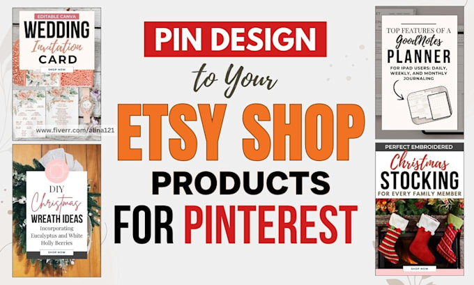 Gig Preview - Create pin design to your etsy shop products for pinterest