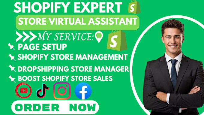 Gig Preview - Be your complete store manager, shopify dropshipping store virtual assistant