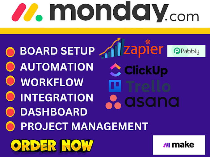 Gig Preview - Setup CRM integration automation monday com trello asana clickup notion make com