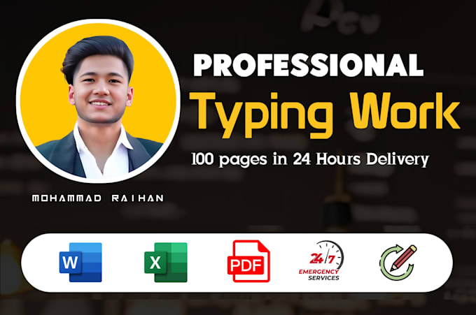 Gig Preview - Fast and accurate typing services 100 pages in 24 hours