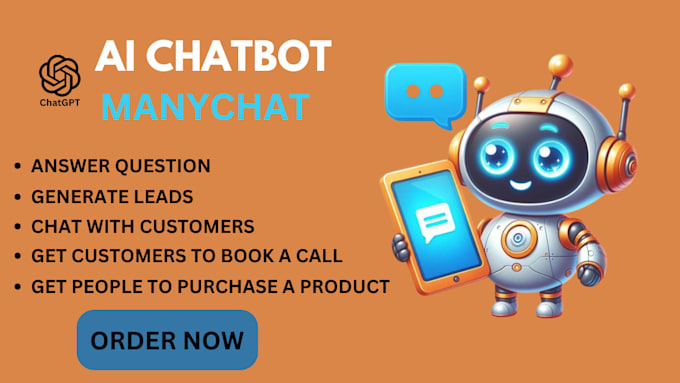 Gig Preview - Create ai chatbot for your business using chatgpt and manychat