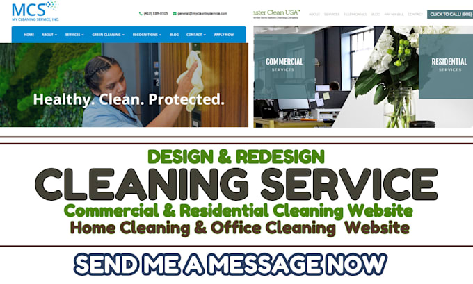 Gig Preview - Wordpress commercial cleaning website residential cleaning website landing page