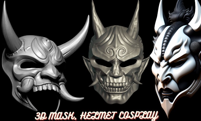 Gig Preview - Sculpt 3d cosplay mask oni mask vintage mask 3d helmet 3d armor for 3d printing