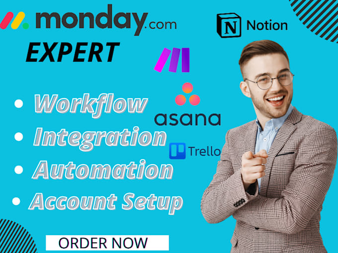 Gig Preview - Automate your workflow using make com monday crm made com monday com crm notion