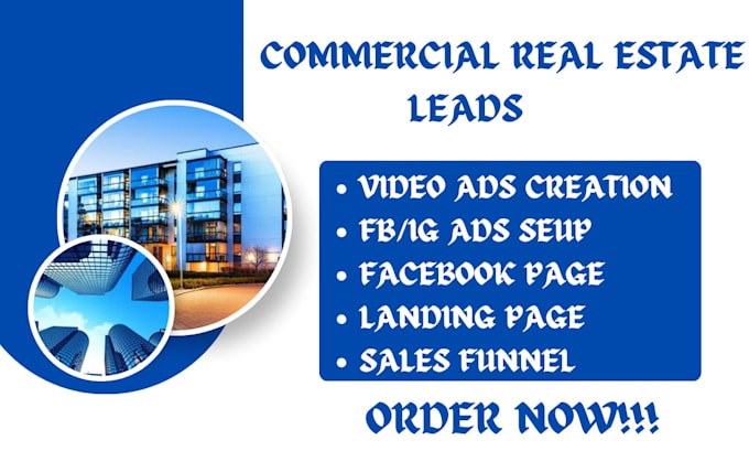 Gig Preview - Commercial real estate marketing leads property estate leads facebook google ads