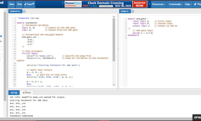 Gig Preview - Design verilog code on eda playground