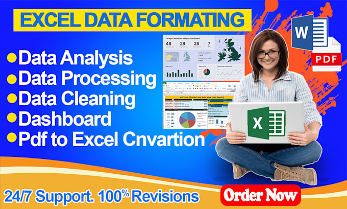 Gig Preview - Do data analysis data processing data cleaning dashboard pdf to excel cnvartion