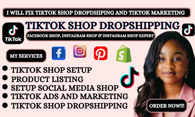 Gig Preview - Fix,setup and manage tiktok shop, dropshipping, tiktok marketing on tiktok shop