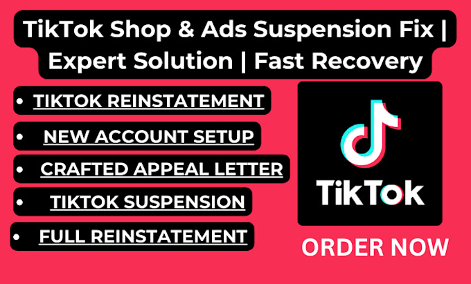 Gig Preview - Fix your tiktok, tiktok ads suspension, tiktok shop suspension on any issue