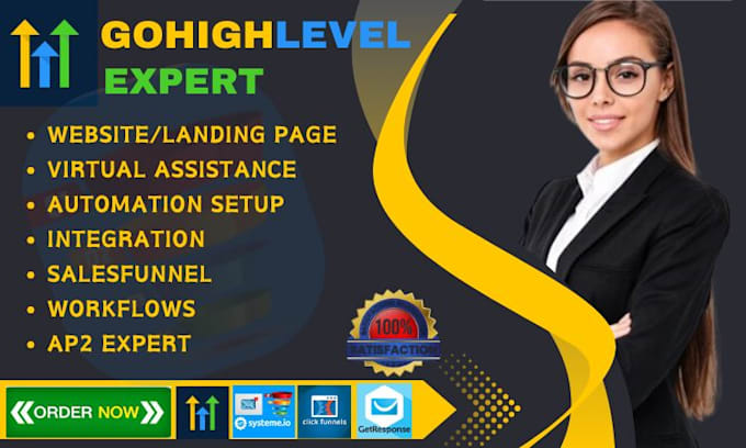 Gig Preview - Do gohighlevel website gohighlevel landing page automations sales funnel forms