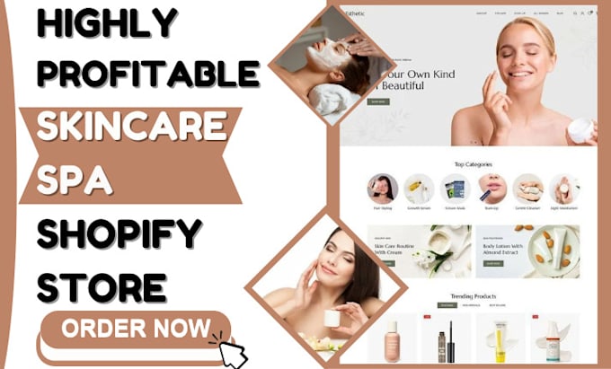 Gig Preview - Design skincare shopify spa store skincare website beauty store skincare website