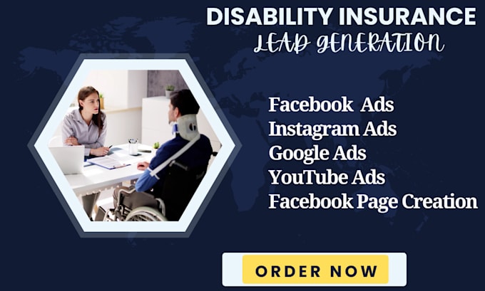 Gig Preview - Disability insurance lead face book, google ads facebook pro page campaign setup