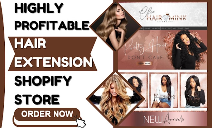 Gig Preview - Design hair extension shopify wig hair extension store hair extension website