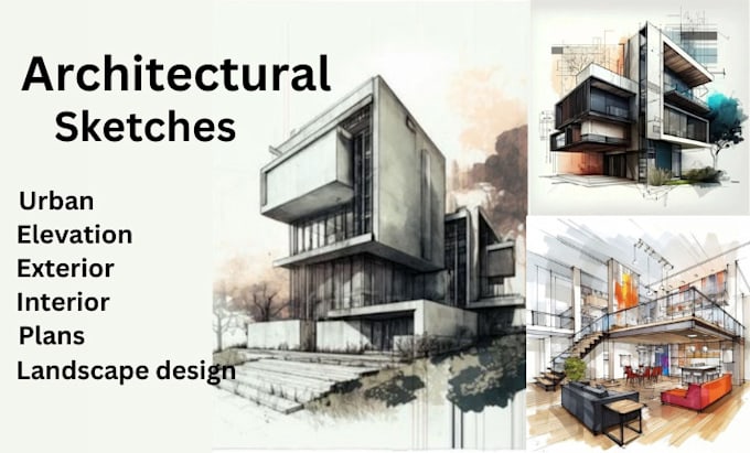 Gig Preview - Draw architectural sketches of buildings, houses interior and exterior