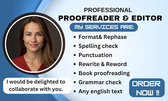 Gig Preview - Copy editing, book editing, and book proofreading english