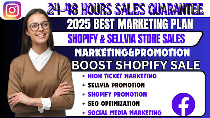 Gig Preview - High ticket sellvia marketing, shopify promotion,boost shopify sales,tiktok ads