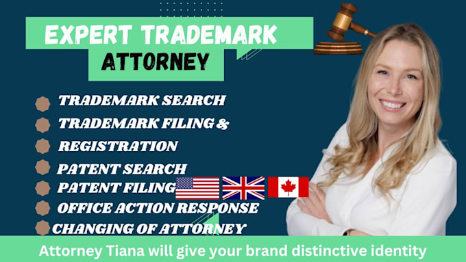 Gig Preview - Expertly be your US, canada trademark attorney, patent attorney, amazon registry