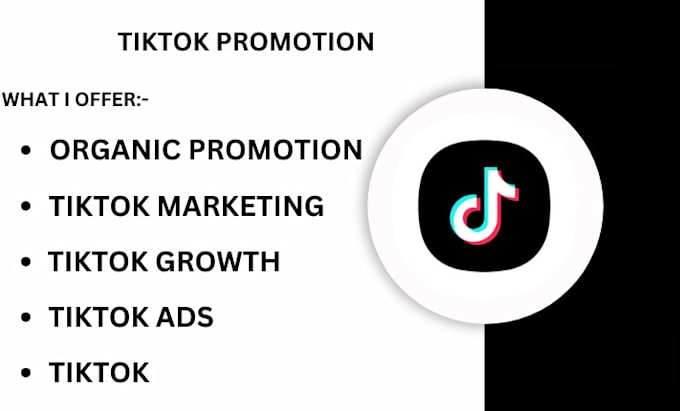 Gig Preview - Do tiktok promotion, organic promotion, grow tiktok, tiktok marketing,tiktok ads