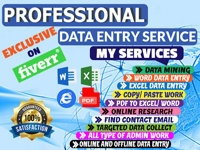 Gig Preview - Do fastest data entry in one day and internet research