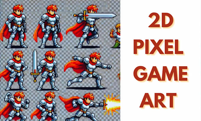 Gig Preview - Do, draw animate pixel art game, pixel art characters, pixel art game animation