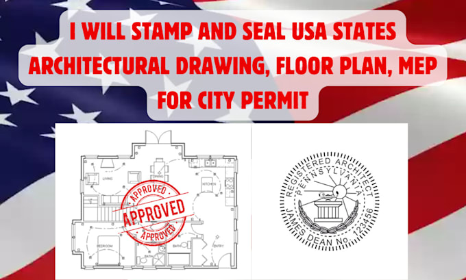 Gig Preview - Stamp and seal USA states architectural drawing, floor plan, mep for city permit