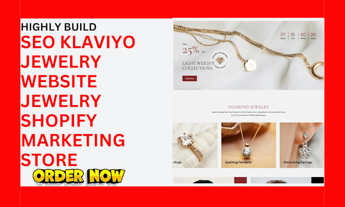 Gig Preview - Build seo klaviyo  jewelry website jewelry shopify marketing store