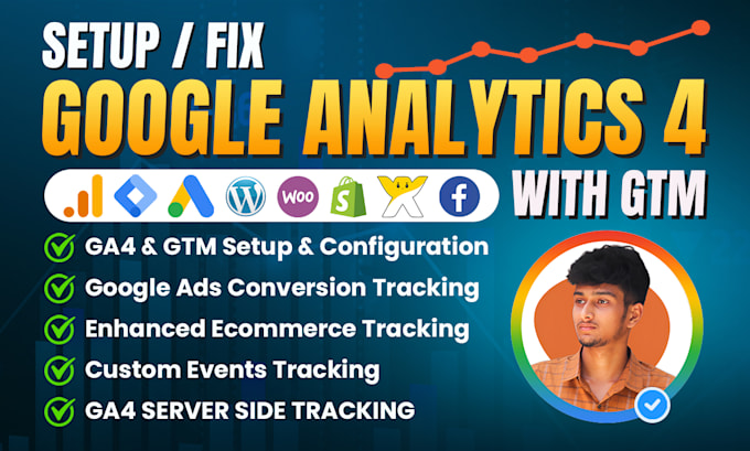 Gig Preview - Setup google analytics, ga4, tag manager, ecommerce ads conversion tracking