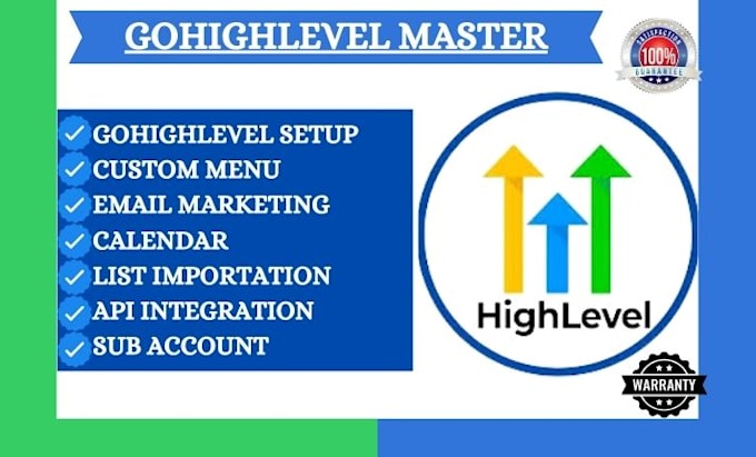 Gig Preview - Setup gohighlevel sub account custom menu email marketing invoice sms marketing