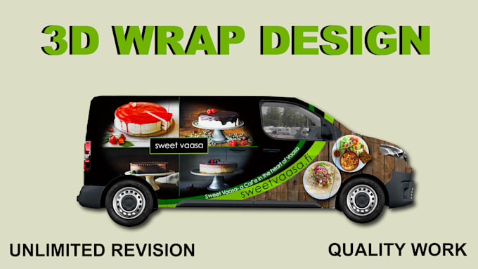 Gig Preview - Do 3d vehicle wrap, vehicle, food truck wrap with 3d mockup