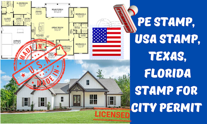 Gig Preview - Review and sign USA stamp texas stamp california stamp, pe stamp for city permit